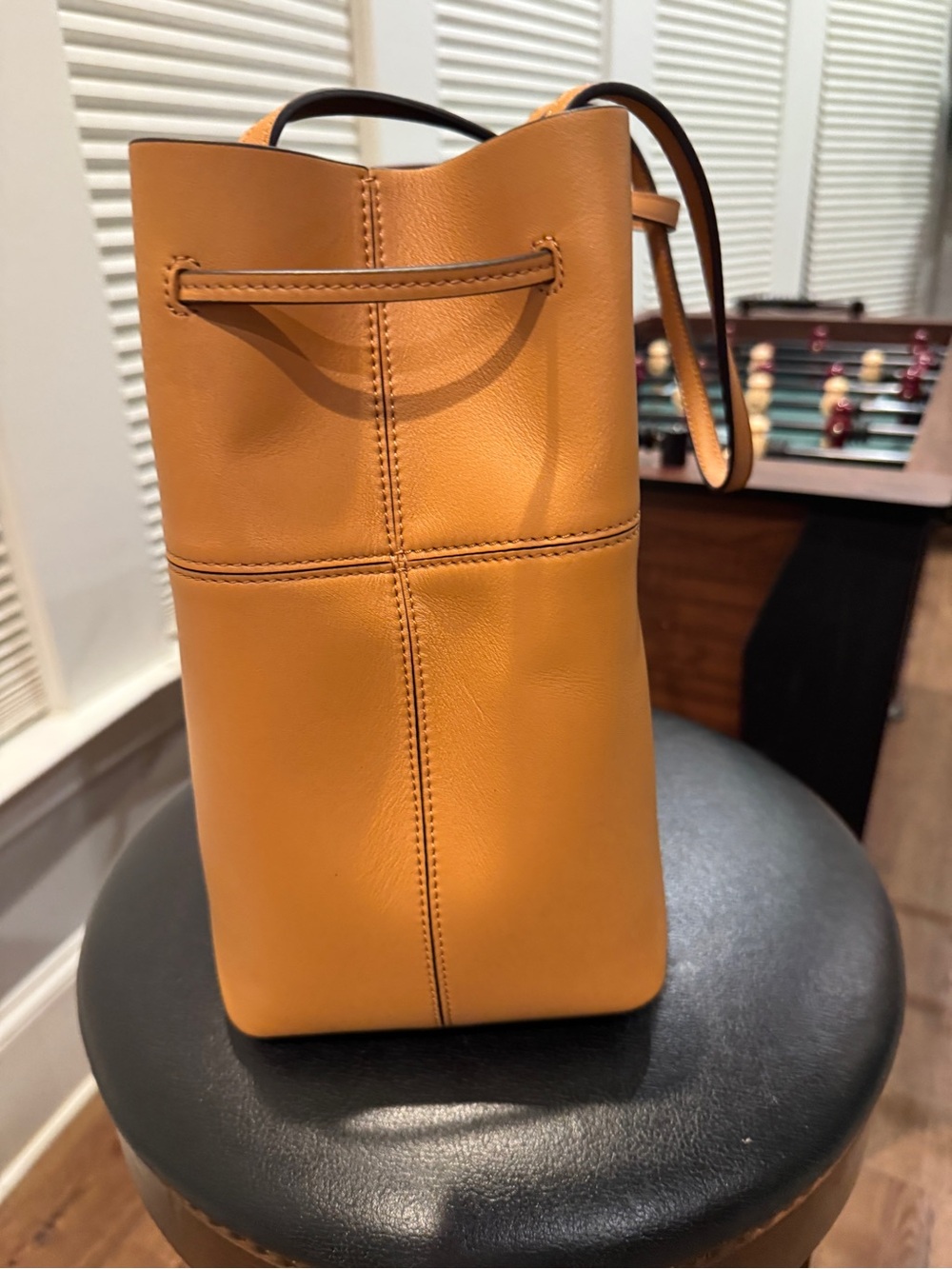 Tory Burch Camel Tan Block T Leather Tote NWT - Picture 4 of 9